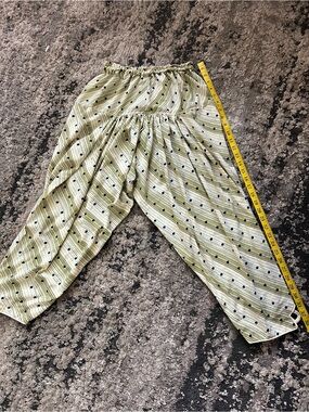Indian Harem Pants Boho Wide Leg Cream Polka Dot & Stripe